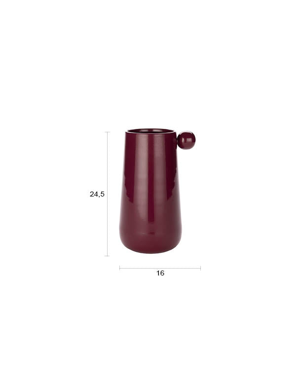Dutchbone Vase Dot L Bordeaux aus Eisen mit glänzender Oberfläche