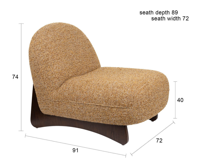 Loungesessel Loom in Braun mit Eschenholz-Gestell, Boho-Stil Dutchbone