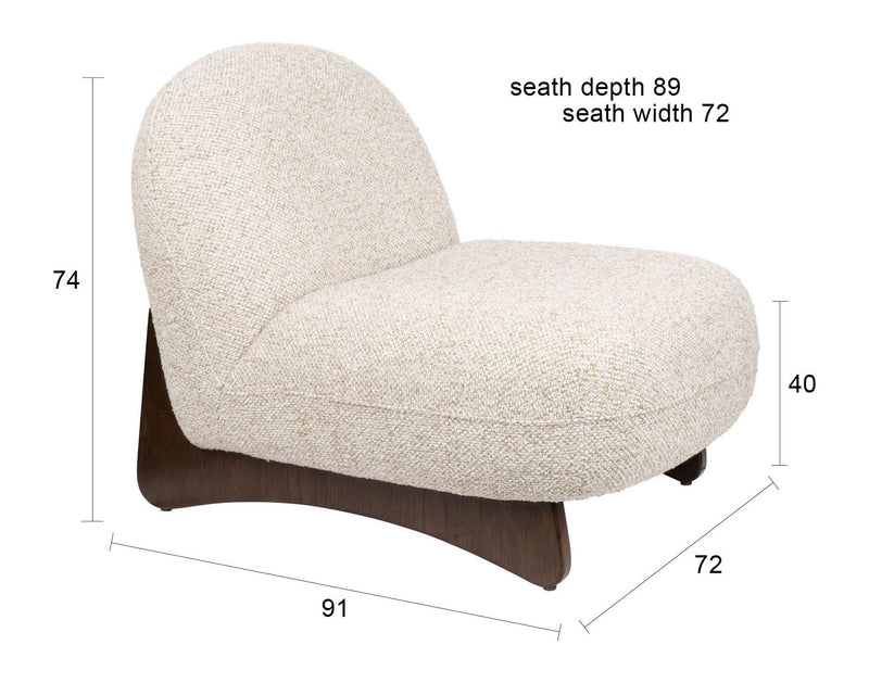 Loungesessel Loom Beige mit Eschenholz-Gestell im Boho-Vintage-Stil