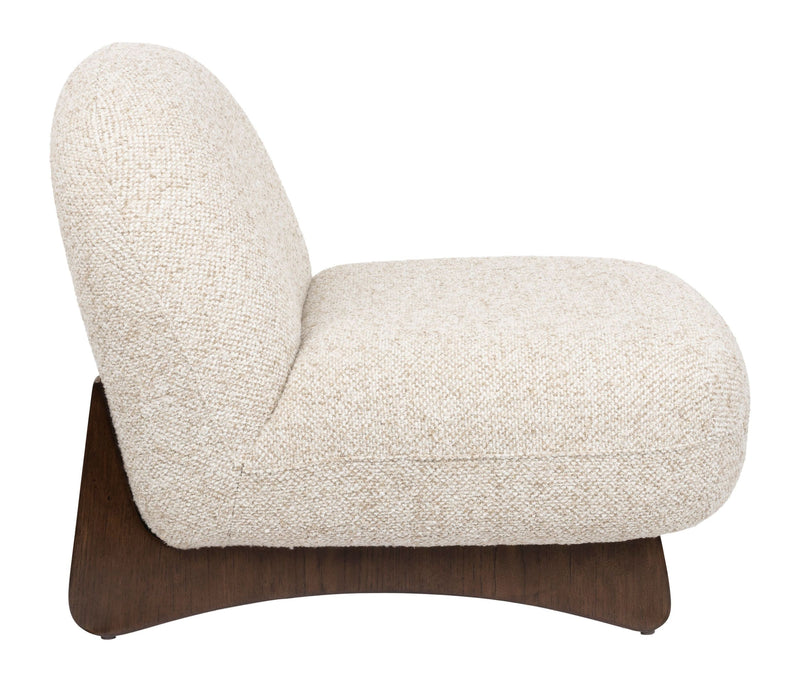 Loungesessel Loom Beige mit Eschenholz-Gestell im Boho-Vintage-Stil