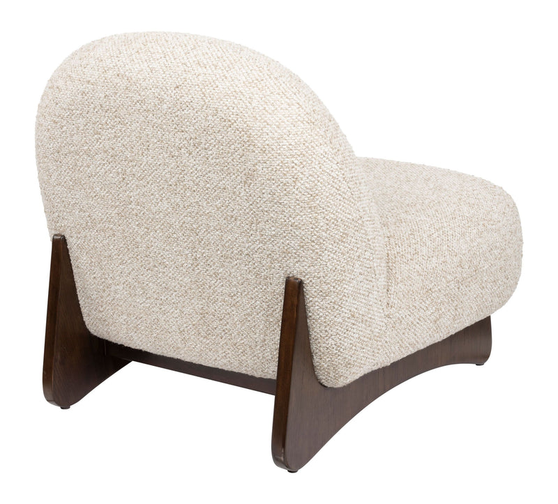 Loungesessel Loom Beige mit Eschenholz-Gestell im Boho-Vintage-Stil