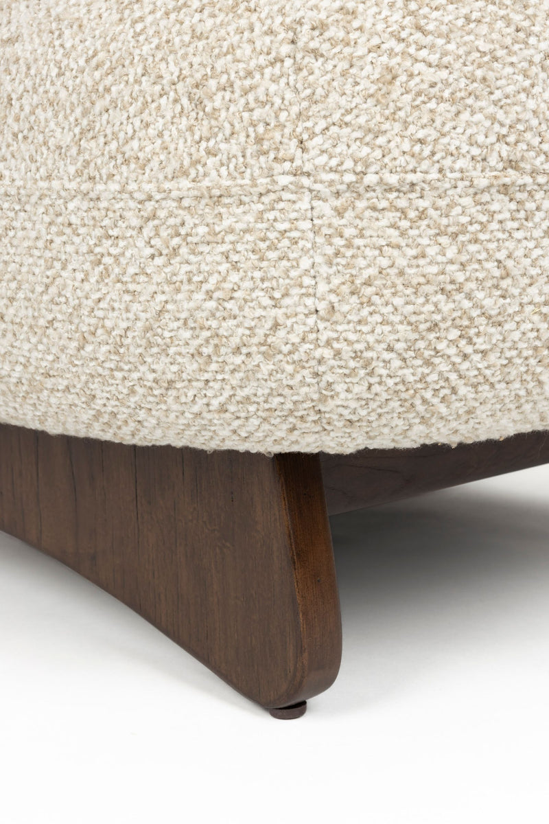 Loungesessel Loom Beige mit Eschenholz-Gestell im Boho-Vintage-Stil