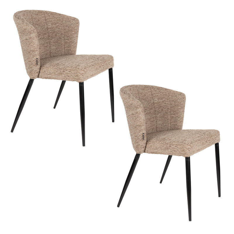 Esszimmerstuhl Georgia im 2er-Set, Samt in Soft Brown mit Metallbeinen