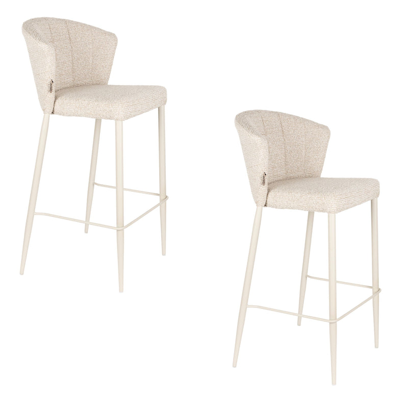 Barhocker Georgia 2er-Set, Soft Beige mit Metallgestell von Dutchbone