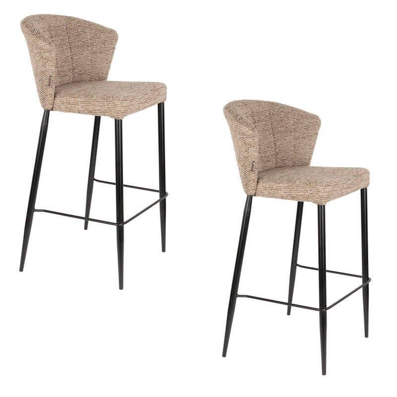 Barhocker Georgia im 2er-Set, Soft Brown mit Metallgestell, Dutchbone
