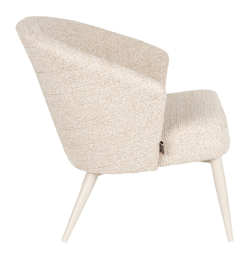 Loungesessel Georgia Beige mit Metallgestell im Boho-Chic-Design