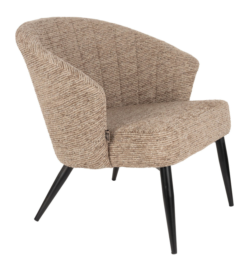 Loungesessel Georgia Soft Brown: Boho-Sessel mit Samtbezug für Wohn-