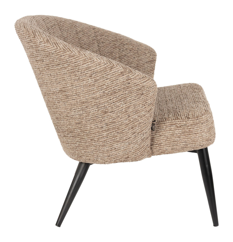 Loungesessel Georgia Soft Brown: Boho-Sessel mit Samtbezug für Wohn-