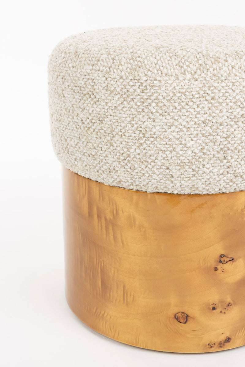 Holzhocker Burlin Beige aus Eukalyptusholz von Dutchbone im Boho-Stil