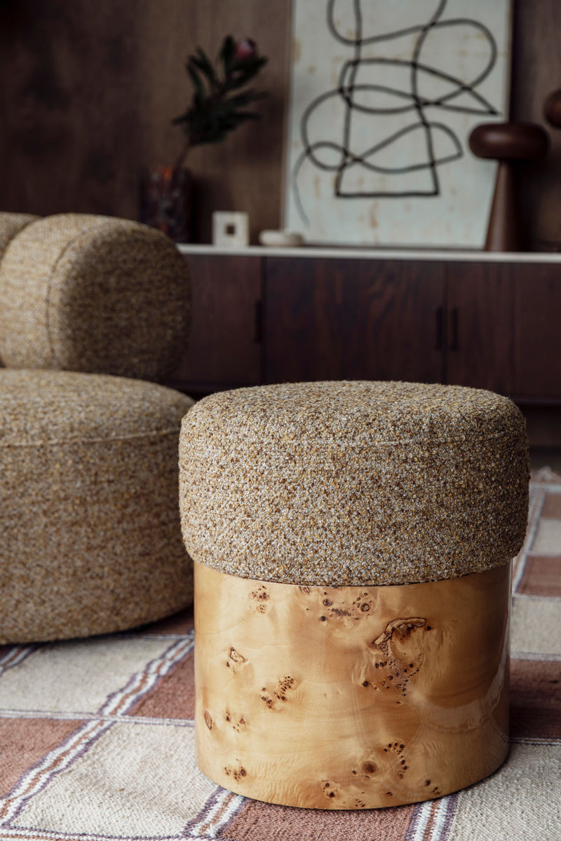 Hocker Burlin Dutchbone aus Eukalyptusholz in Braun fürs Wohnzimmer