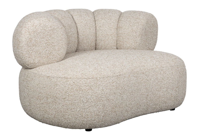 Loungesessel Duvane Beige mit Gummibaumholz-Gestell im Boho-Stil