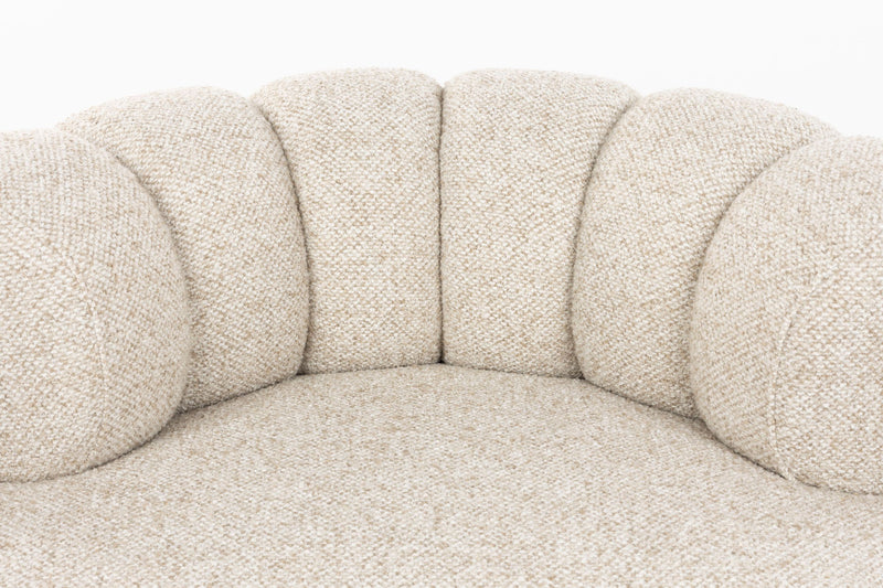 Loungesessel Duvane Beige mit Gummibaumholz-Gestell im Boho-Stil