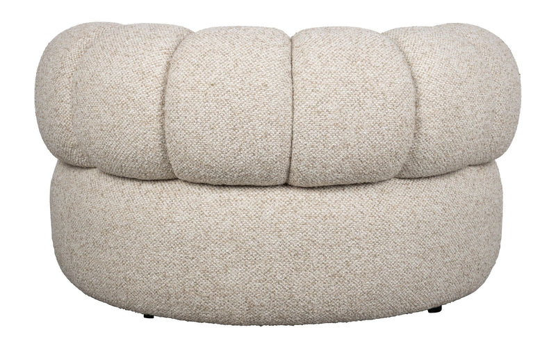 Loungesessel Duvane Beige mit Gummibaumholz-Gestell im Boho-Stil