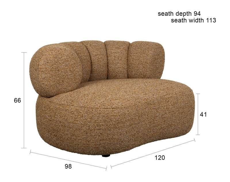 Loungesessel Duvane Braun mit Gummibaumholz-Gestell von Dutchbone