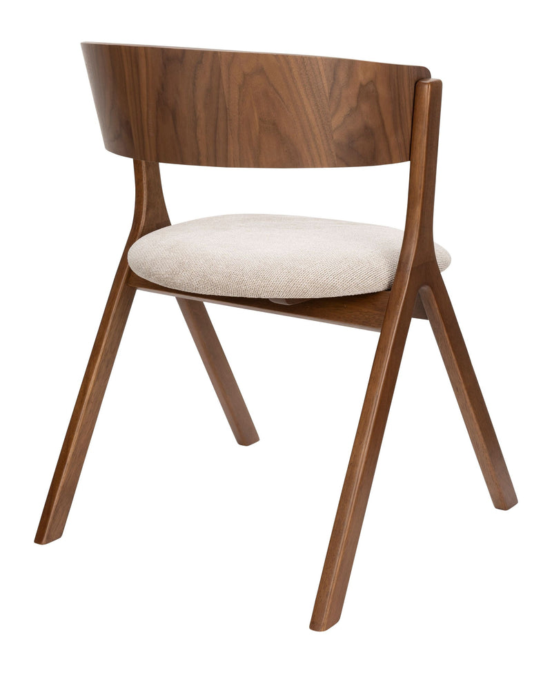 Esszimmerstuhl Bresso im 2er-Set, Beige mit Gummibaumholz-Gestell