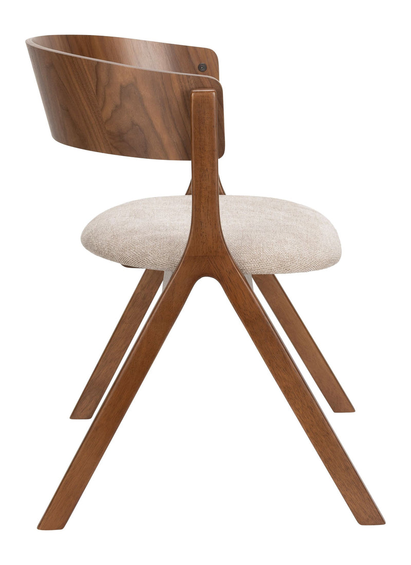Esszimmerstuhl Bresso im 2er-Set, Beige mit Gummibaumholz-Gestell