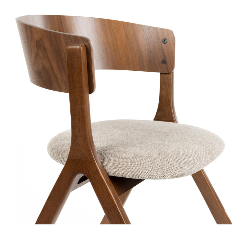 Esszimmerstuhl Bresso im 2er-Set, Beige mit Gummibaumholz-Gestell