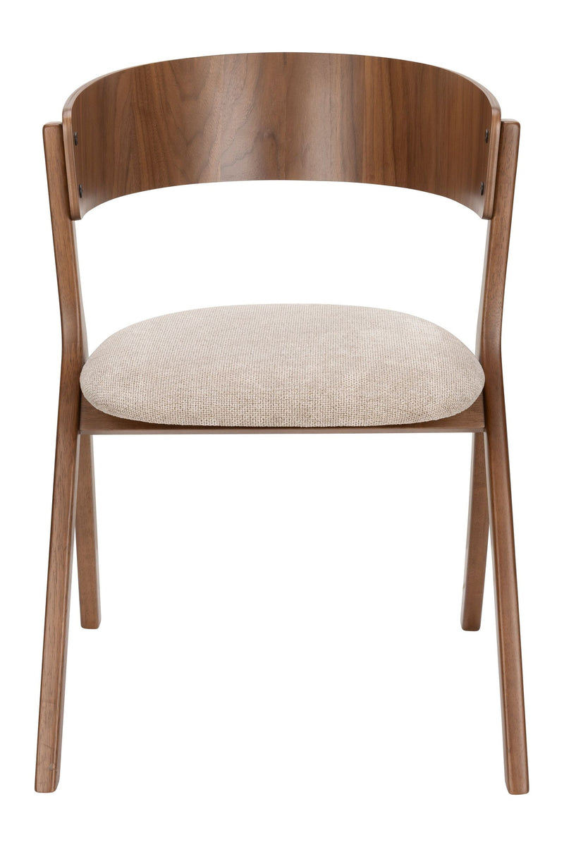 Esszimmerstuhl Bresso im 2er-Set, Beige mit Gummibaumholz-Gestell