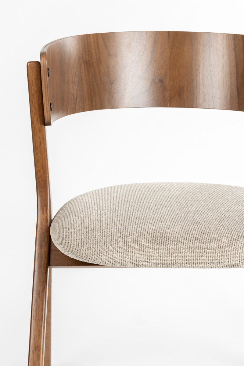 Esszimmerstuhl Bresso im 2er-Set, Beige mit Gummibaumholz-Gestell