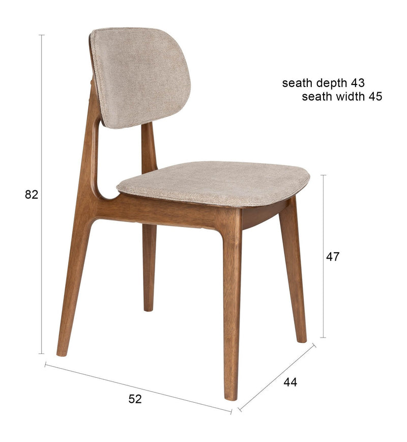Esszimmerstuhl Marais im 2er-Set, Beige mit Holzgestell von Dutchbone
