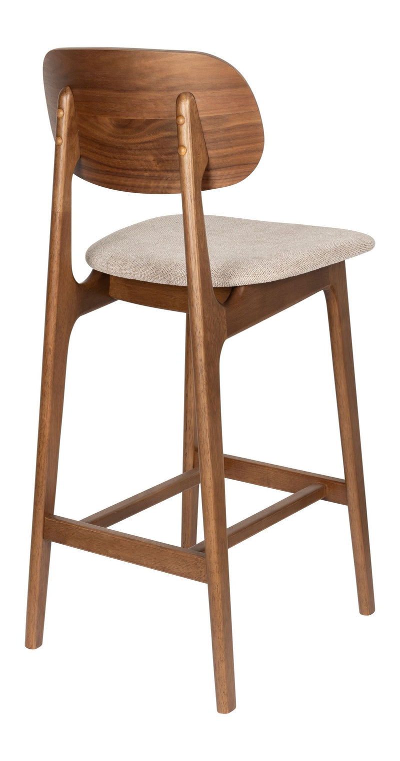 Barhocker Marais 2er-Set aus Gummibaumholz mit beigem Bezug, Dutchbone
