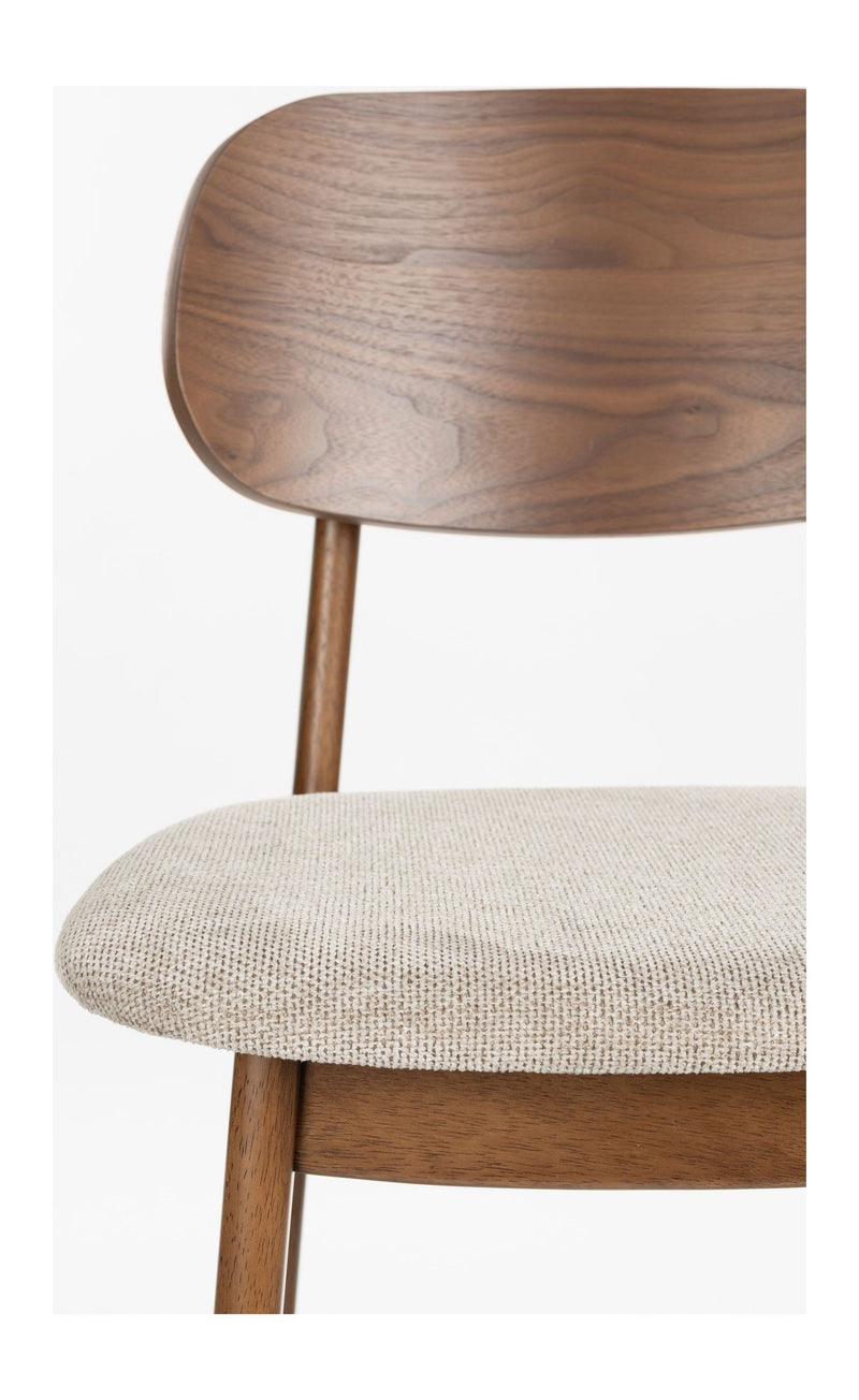 Barhocker Marais 2er-Set aus Gummibaumholz mit beigem Bezug, Dutchbone