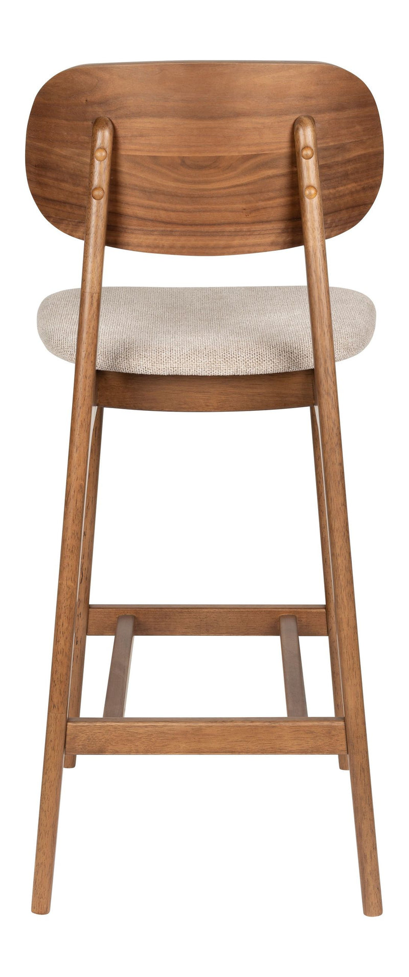 Barhocker Marais 2er-Set aus Gummibaumholz mit beigem Bezug, Dutchbone