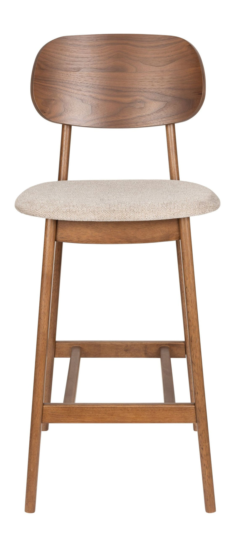 Barhocker Marais 2er-Set aus Gummibaumholz mit beigem Bezug, Dutchbone