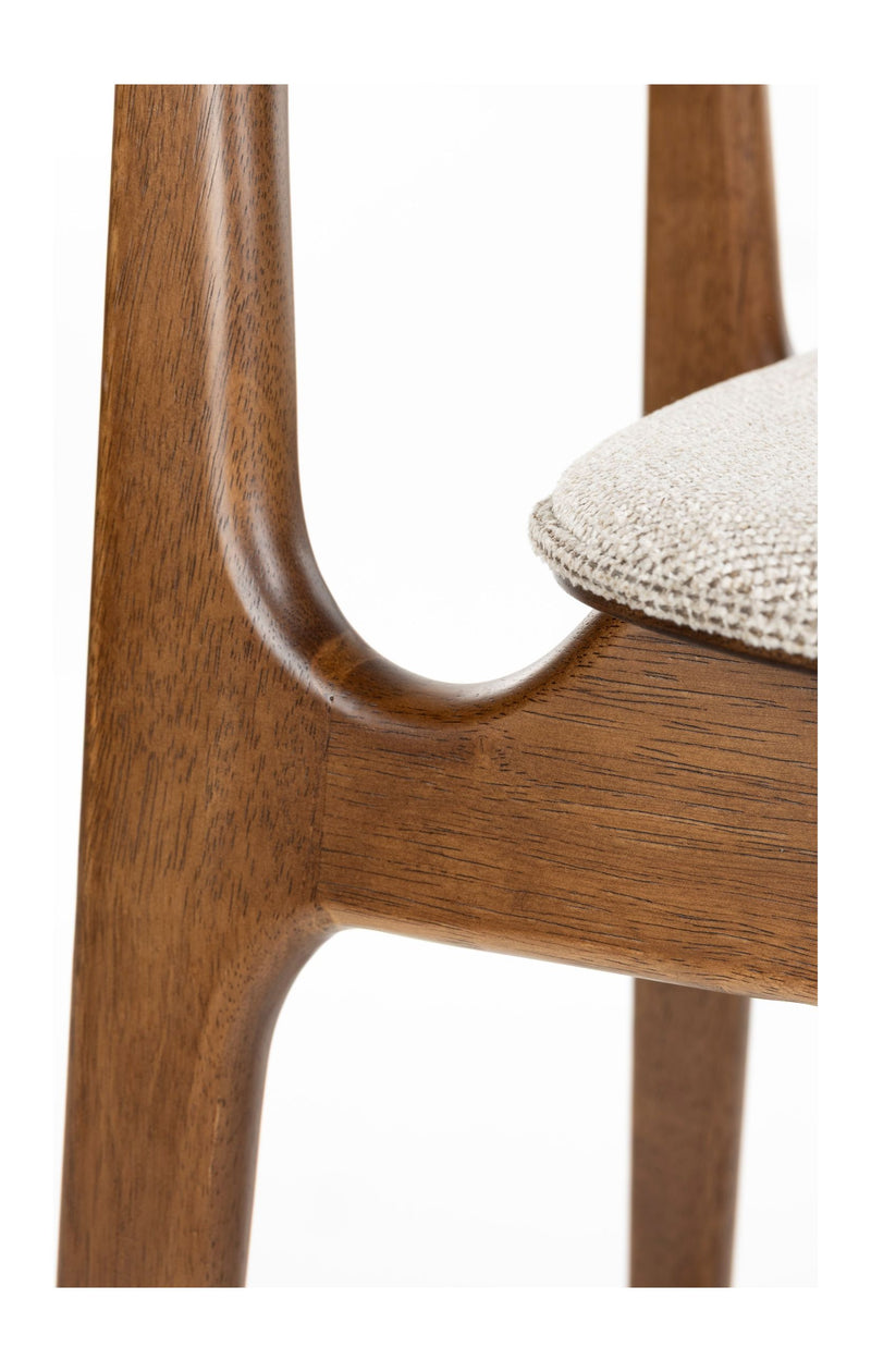Barhocker Marais im 2er-Set, Beige mit Walnuss-Gestell von Dutchbone