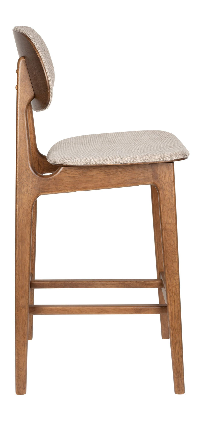 Barhocker Marais im 2er-Set, Beige mit Walnuss-Gestell von Dutchbone