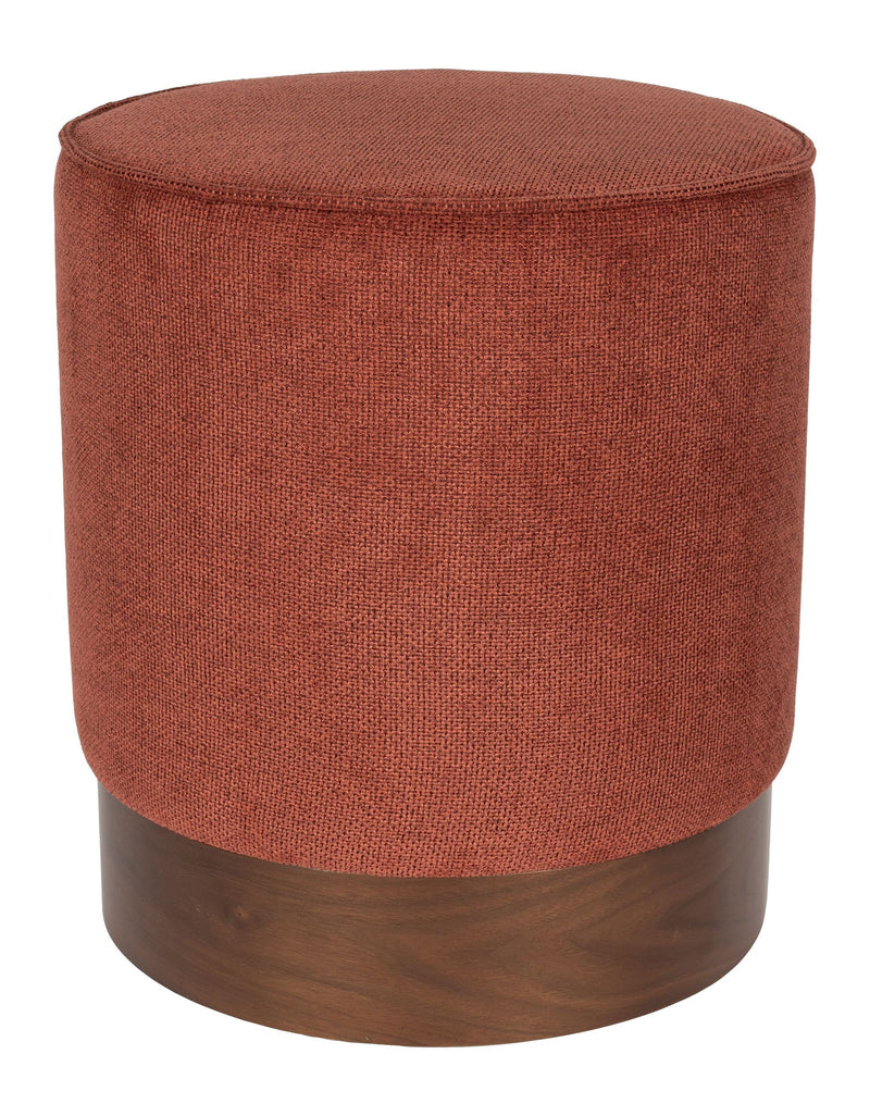 Hocker Bellevue Rot mit Holzgestell und Nussbaumfurnier von Dutchbone