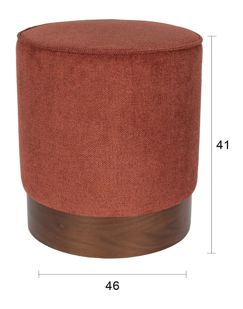 Hocker Bellevue Rot mit Holzgestell und Nussbaumfurnier von Dutchbone