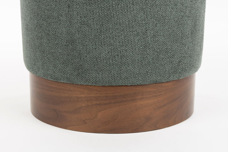 Hocker Bellevue von Dutchbone in Grün mit Walnussfurnier-Details