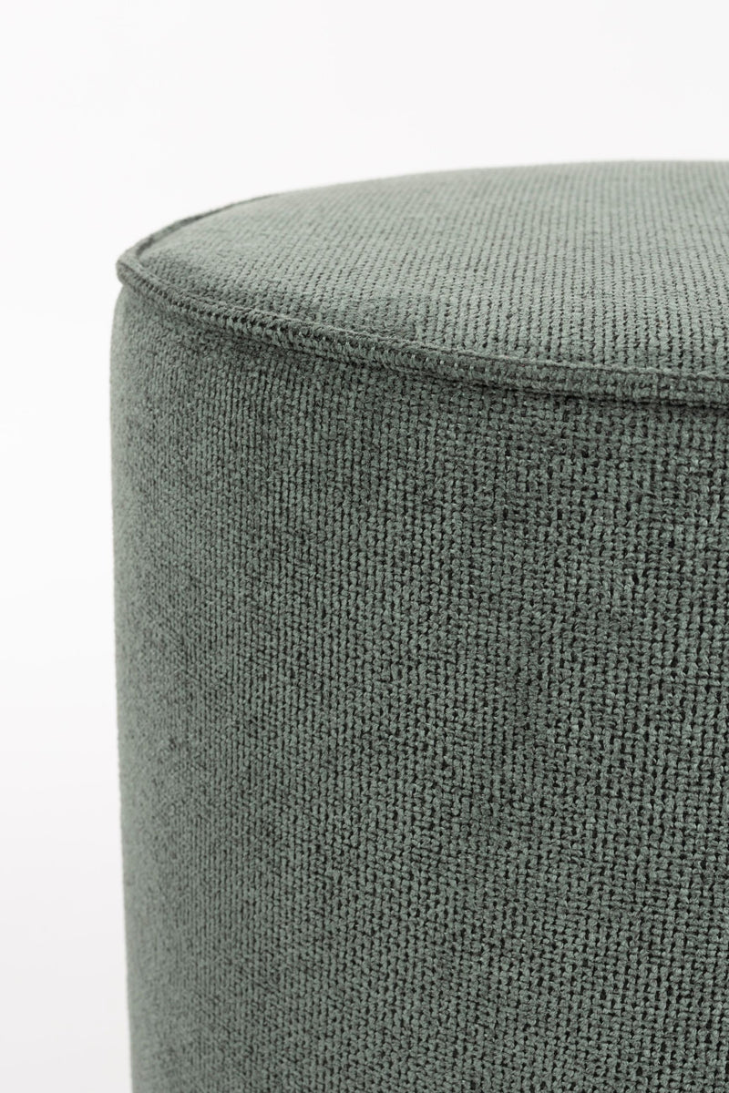 Hocker Bellevue von Dutchbone in Grün mit Walnussfurnier-Details