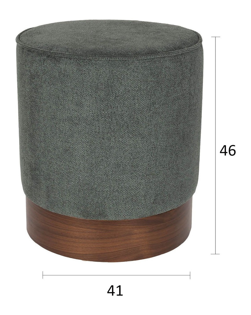 Hocker Bellevue von Dutchbone in Grün mit Walnussfurnier-Details