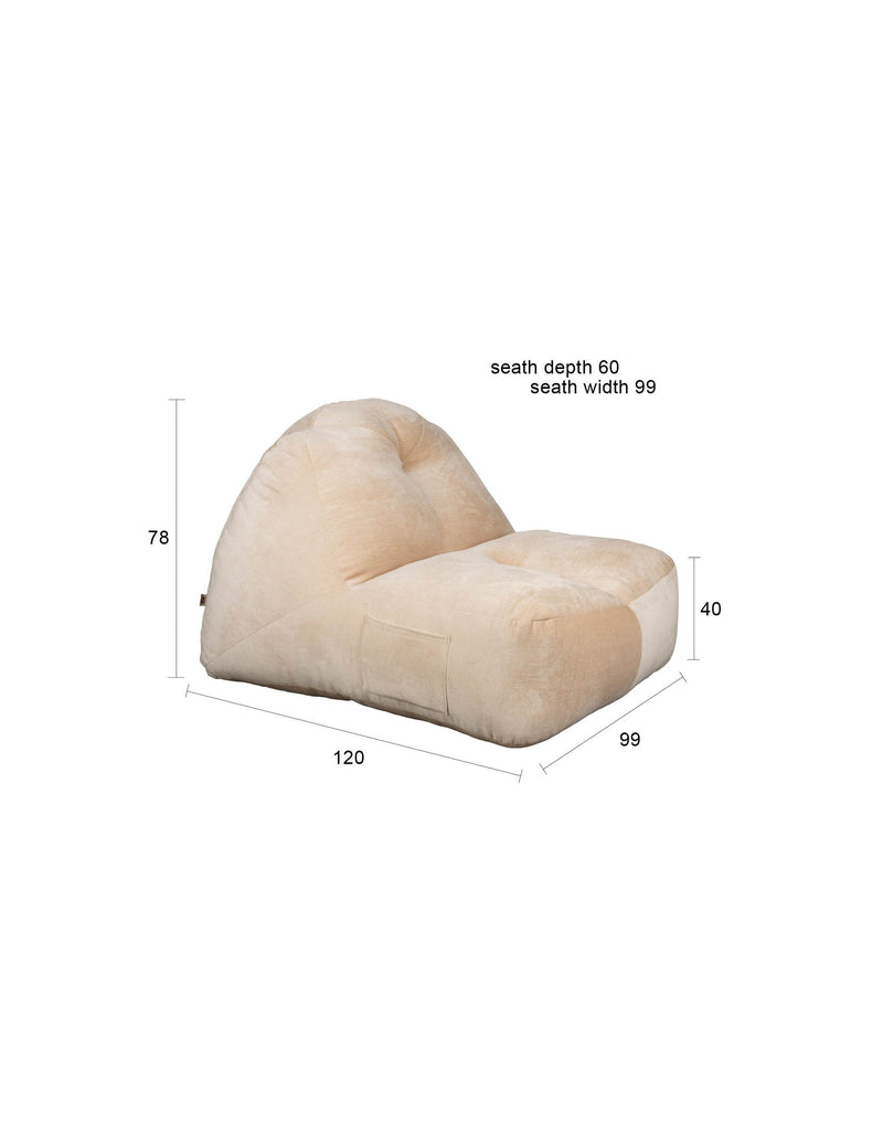 Loungesessel Tombag von Dutchbone, Sitzsack in Beige mit Samtbezug