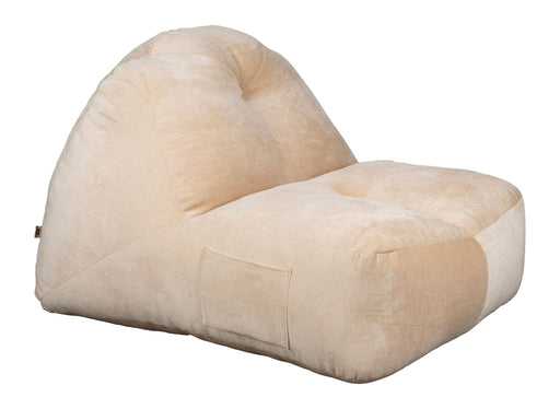 Loungesessel Tombag von Dutchbone in Beige mit geschwölbter Rückenlehne in Gesamtansicht.