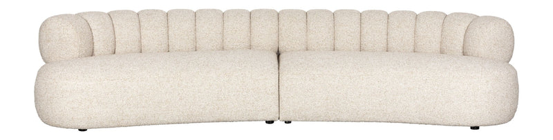 Sofa Duvane 4,5-Sitzer Beige mit Eukalyptusholz-Gestell im Boho-Stil