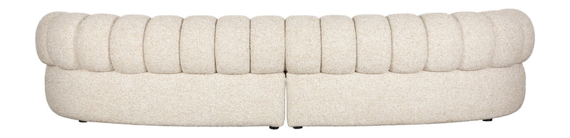 Sofa Duvane 4,5-Sitzer Beige mit Eukalyptusholz-Gestell im Boho-Stil