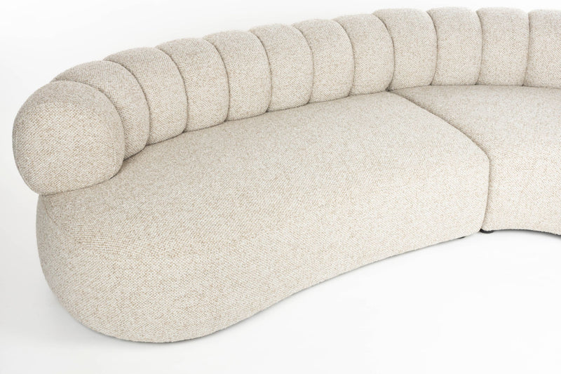 Sofa Duvane 7-Sitzer Beige mit Eukalyptusholz-Gestell im Boho-Stil