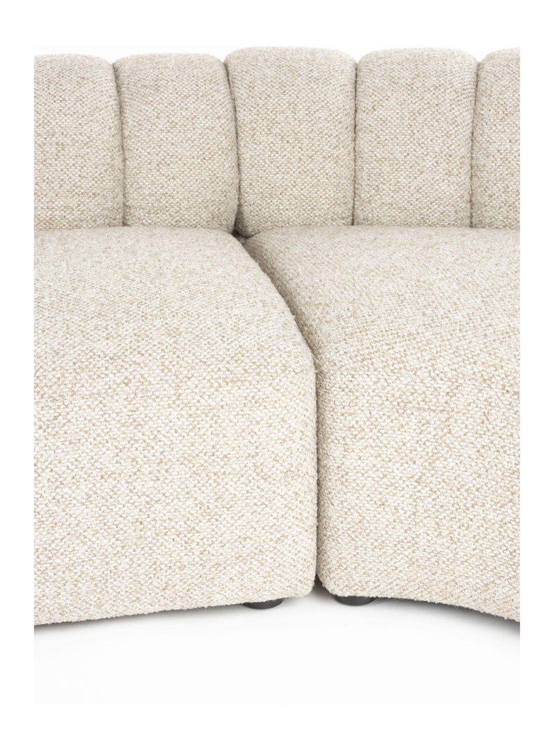 Sofa Duvane 7-Sitzer Beige mit Eukalyptusholz-Gestell im Boho-Stil