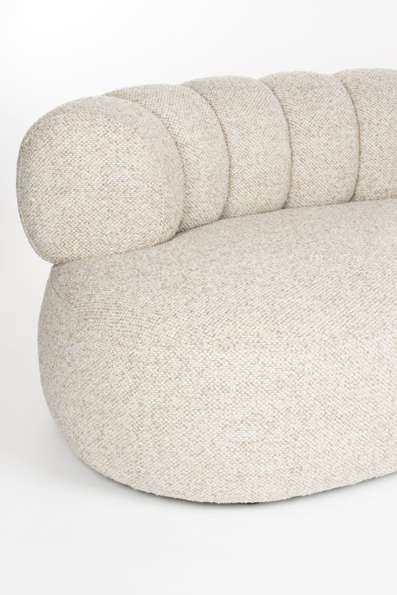 Sofa Duvane 7-Sitzer Beige mit Eukalyptusholz-Gestell im Boho-Stil