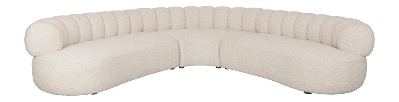 Sofa Duvane 7-Sitzer Beige mit Eukalyptusholz-Gestell im Boho-Stil