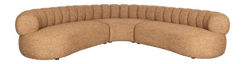 Sofa Duvane 7-Sitzer Braun mit Eukalyptusholz-Gestell im Boho-Chic