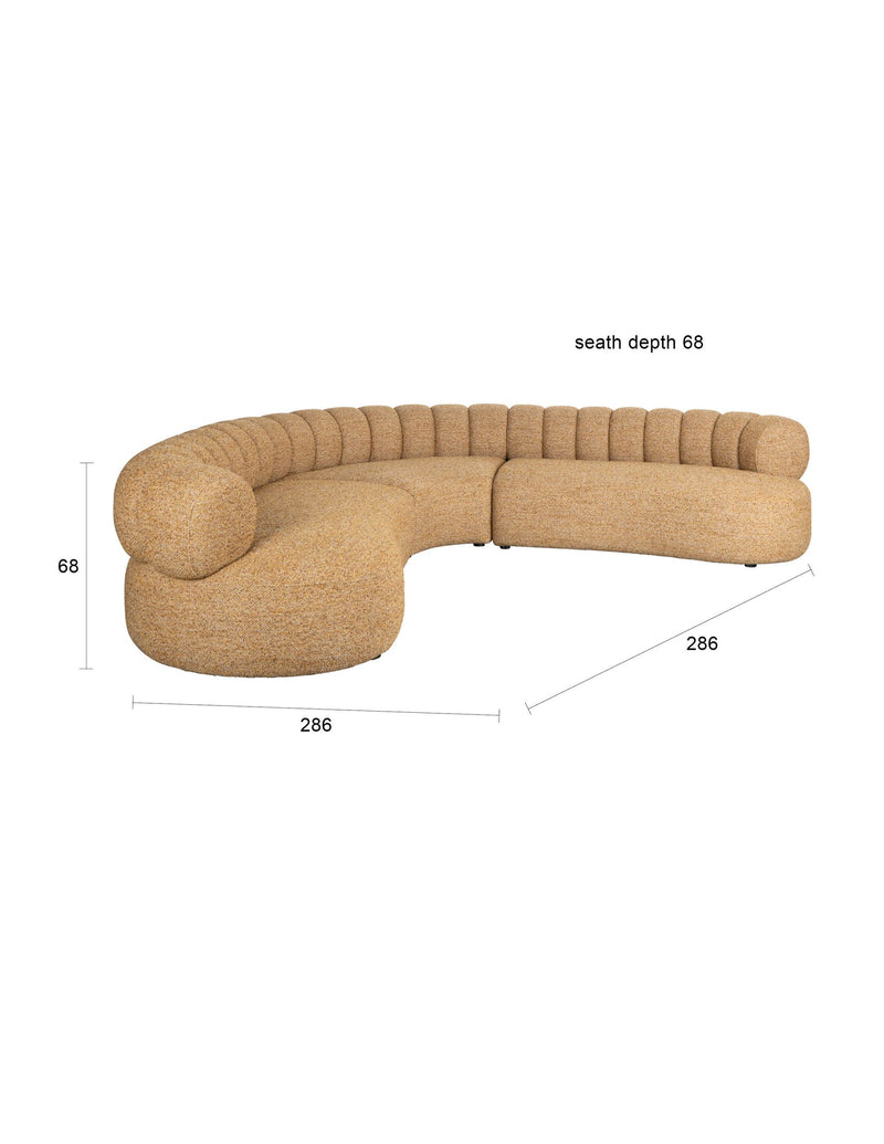 Sofa Duvane 7-Sitzer Braun mit Eukalyptusholz-Gestell im Boho-Chic