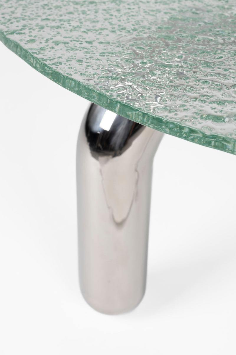 Beistelltisch Marly rund aus Sicherheitsglas in Silber von Dutchbone