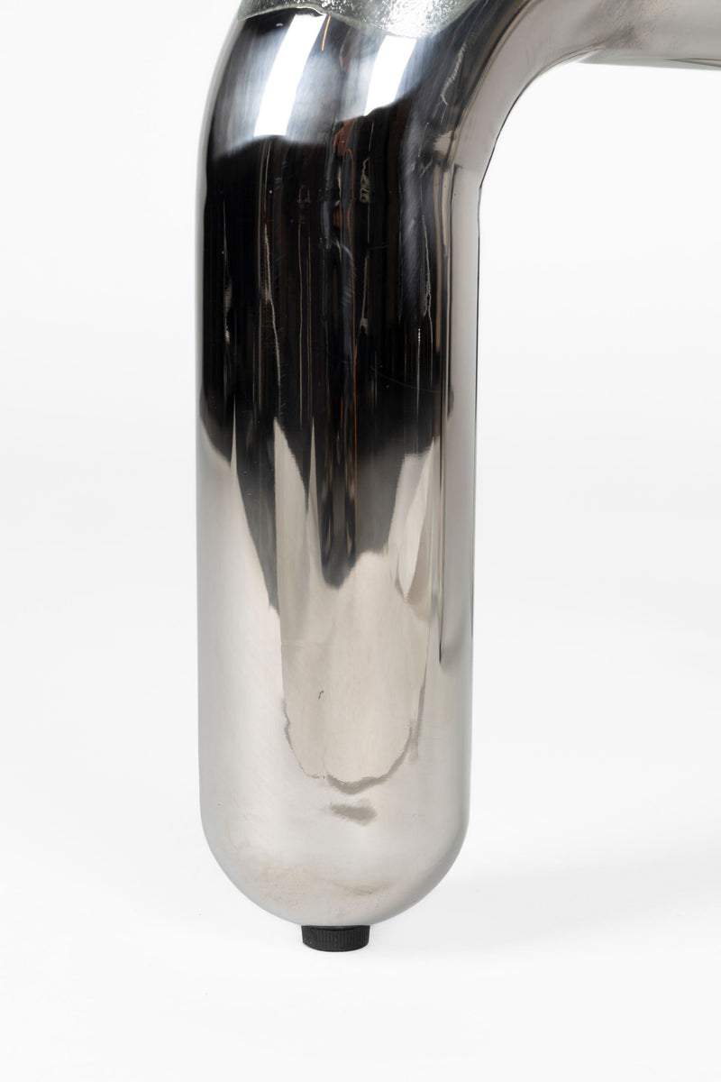 Beistelltisch Marly rund aus Sicherheitsglas in Silber von Dutchbone