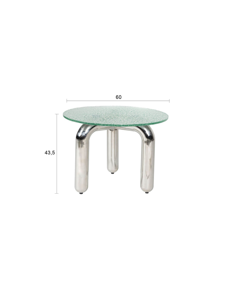 Beistelltisch Marly rund aus Sicherheitsglas in Silber von Dutchbone