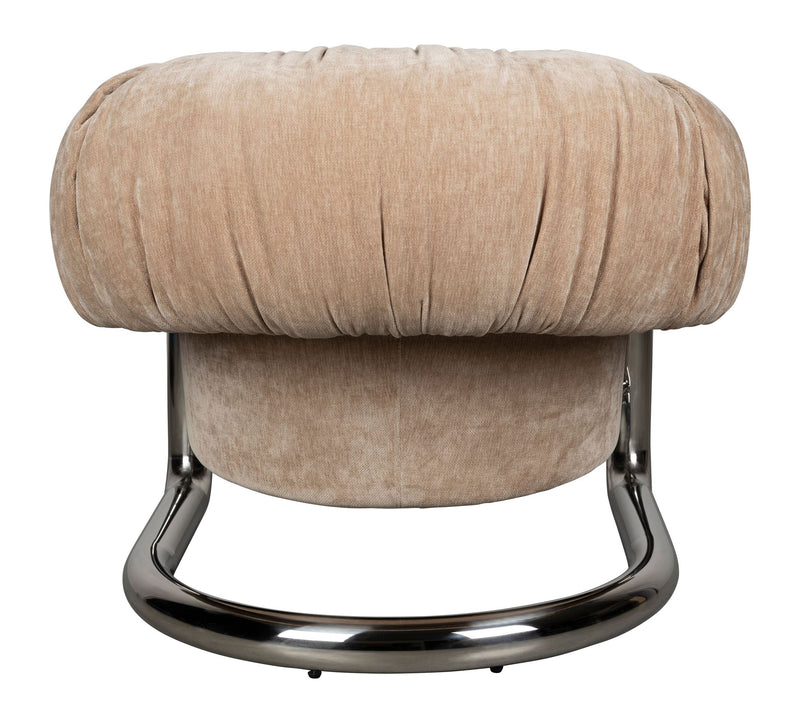 Loungesessel Marly von Dutchbone mit Samtbezug in Silber, Retro-Look