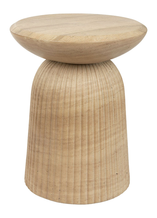 Hocker Brison mit gerillter Kegelform aus Beton in Naturoptik, Gesamtansicht.